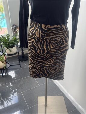 Lane Bryant Animal Print Black and Tan Pencil Skirt